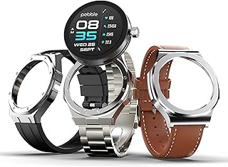 Pebble Pebble Shuffle 1.43" AMOLED Smartwatch with 3 Interchangeable Dials & Straps Bluetooth Calling, Health Monitoring, Premium Metal Body