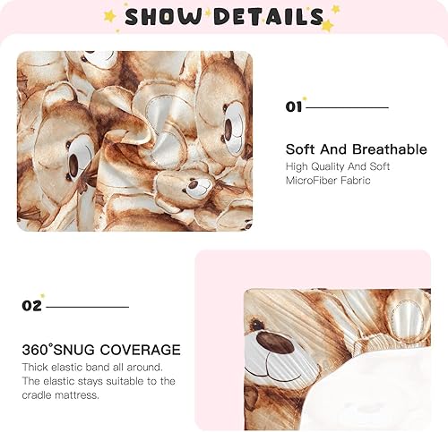 Miniatura 4 de Bonita sábana bajera ajustable de oso de peluche para niños y niñas, sábana para cuna de bebé, sábana para colchón de cuna para cama de niños