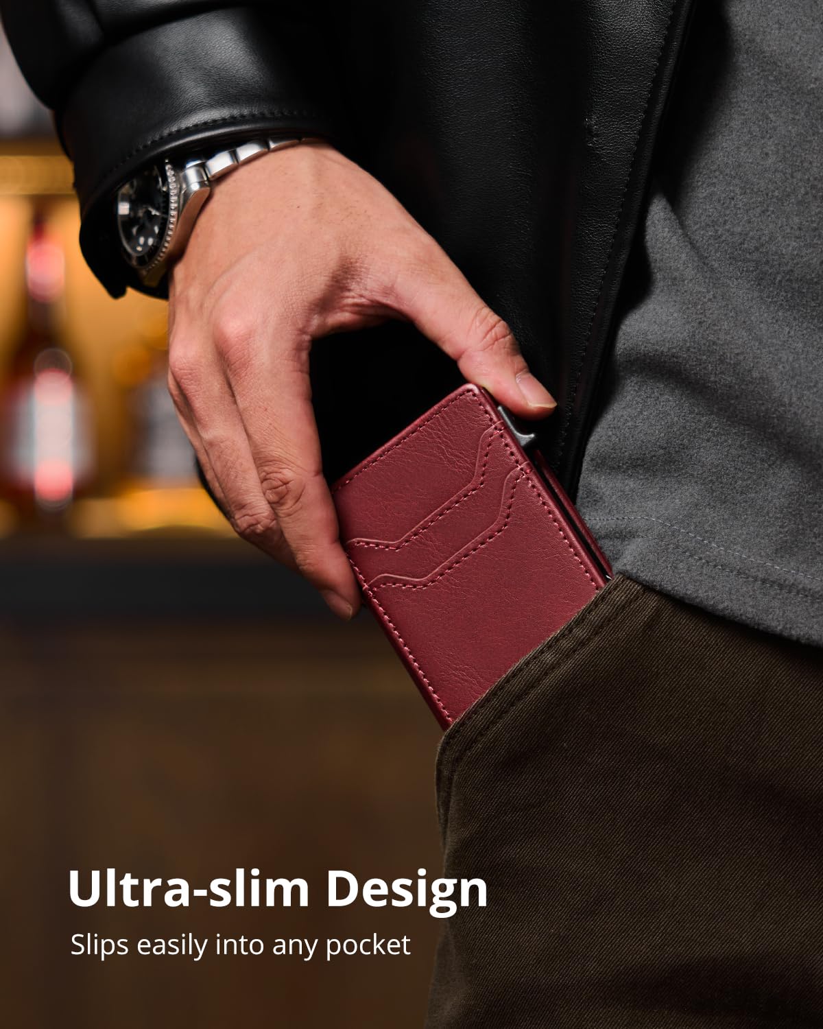 Portefeuille Homme YESIIW – Design Incliné, Fermeture Magnétique – Protection RFID, Sans Compartiment à Pièces – Cuir Véritable