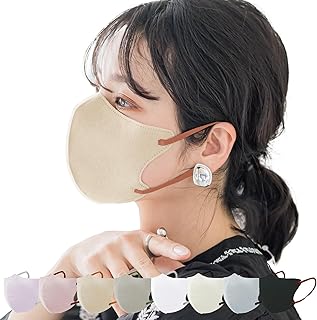 [一木良品] お徳用60枚【耳と鼻への負担軽減改良済】3Dマスク 花粉対策 Cタイプ 小顔マスク （10枚×6パック)【適格請求書発行事業者】立体マスク カラーマスク 顔にフィット 3D マスク 不織布 バイカラー 薄手マスク 不織布マスク 血色マスク カラーマスク くちばし マスク 使い捨て チークマスク おしゃれ 耳が痛くならない 曇らない