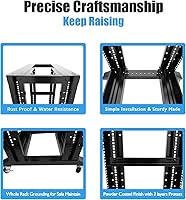 Vista 5 de Raising Electronics Estante de marco abierto para servidores, 4 postes de 19 pulgadas, ajustable para servidor/estante de audio de acero laminado