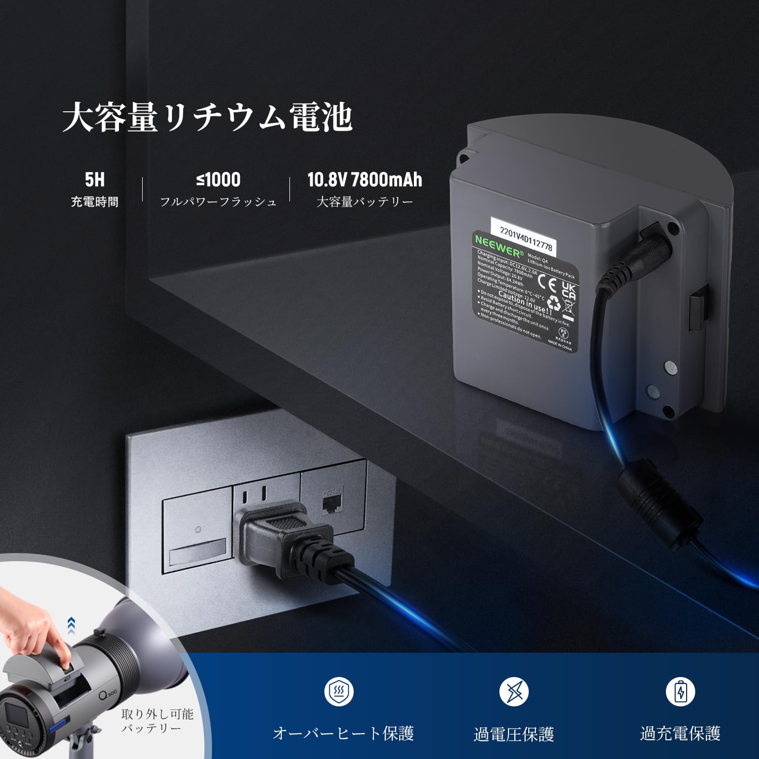 Amazon | NEEWER 300Ws 2.4Gフラッシュストロボ Qコンパクト無線リガー