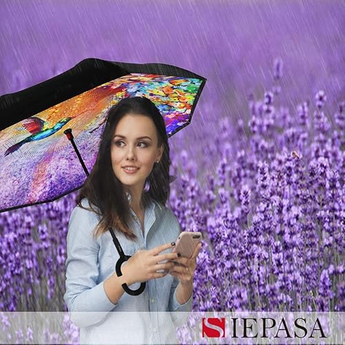 Miniatura 6 de SIEPASA Paraguas invertido invertido de 4956 pulgadas, doble toldo extra grande, ventilado, resistente al viento, impermeable, paraguas de golf con