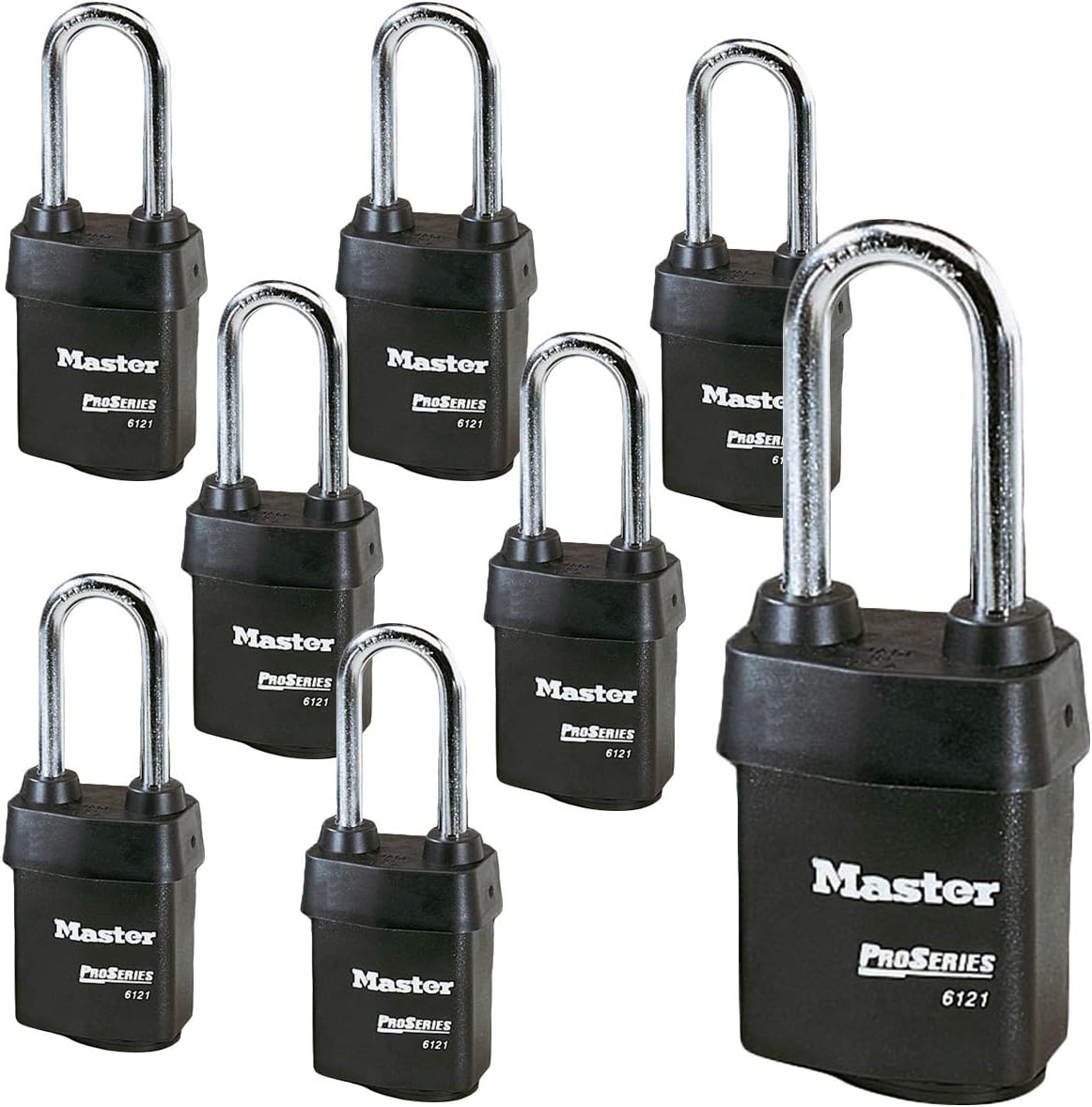Master Lock - Four (4) High Security Pro Series Padlocks w/8 Keys, 6121NKALJ-4 w/BumpStop Technology