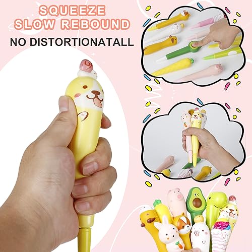 Miniatura 2 de Paquete de 10 bolígrafos Kawaii Squishies con tinta de gel, animales divertidos y estacionarios, ideales para aliviar el estrés, lindo juego de