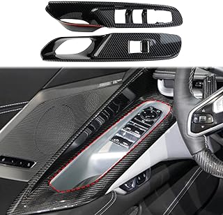 Carbon Fiber Window Lift Switch Panel Cover Trims for Chevrolet Corvette C8 Convertible 2020-2025