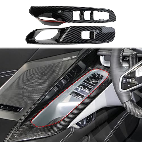 Molduras de cubierta de panel de interruptor de elevalunas de fibra de carbono para Chevrolet Corvette C8 Convertible 2020-2025