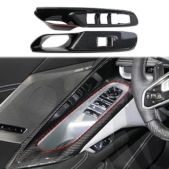 Carbon Fiber Window Lift Switch Panel Cover Trims for Chevrolet Corvette C8 Convertible 2020-2025