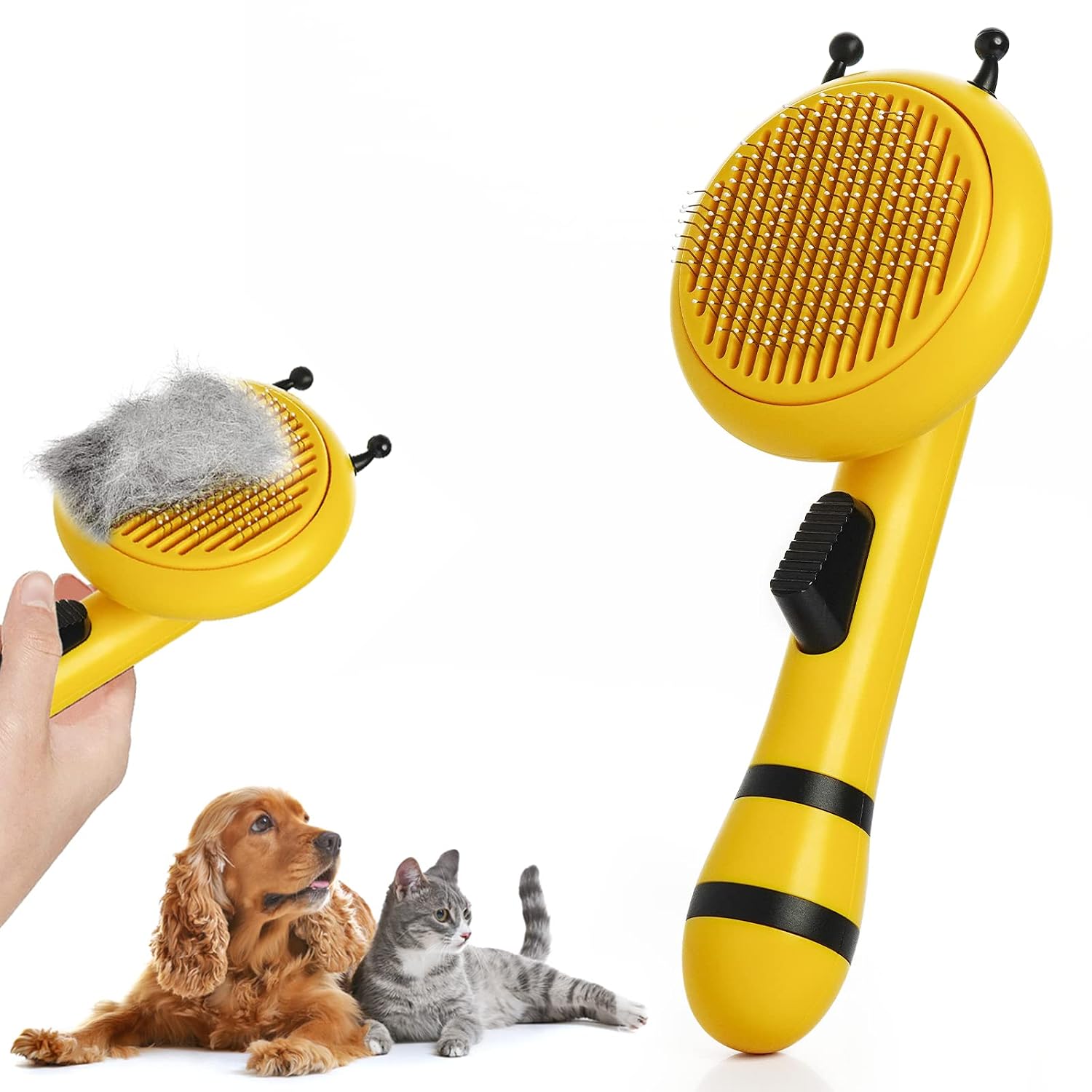 Cat Brush for Shedding, Cat Grooming Brush Cute Bee Design & Soft Ergonomic Handle Pet Massage Brush Easily Removes Tangles Hair and…