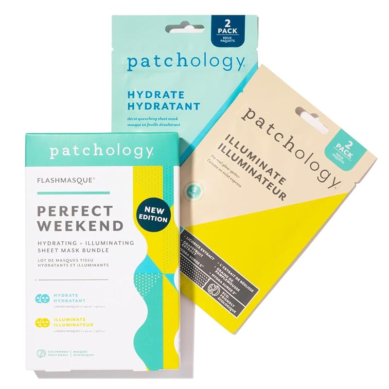 Kit de máscaras faciais Patchology com ácido hialurônico e extrato de raiz de alcaçuz, 4 unidades
