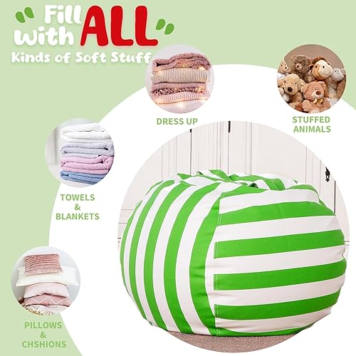 Miniatura 115 de WEKAPO - Puf con cremallera para guardar juguetes de peluche, hecho de lona de algodón de alta calidad, extragrande de 38 pulgadas, ideal para los