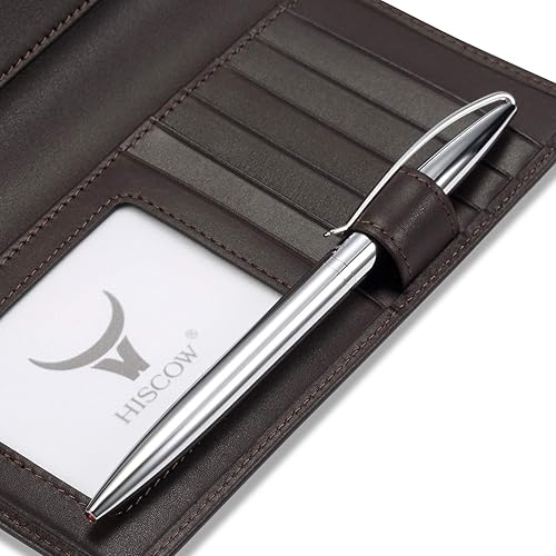 Miniatura 6 de HISCOW Funda de cuero suave para chequera y tarjetero con divisor - Piel de becerro italiana, Café Premium, Contemporáneo