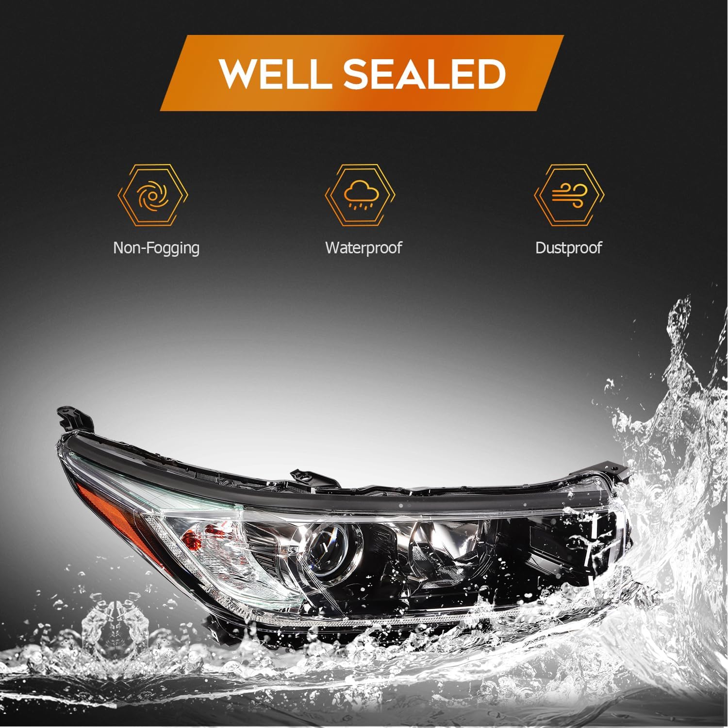 Headlight Assembly Fit 2017-2019 for Toyota Highlander SE Clear Lens Black Housing Passenger Side 81150-OE390 81110-OE390