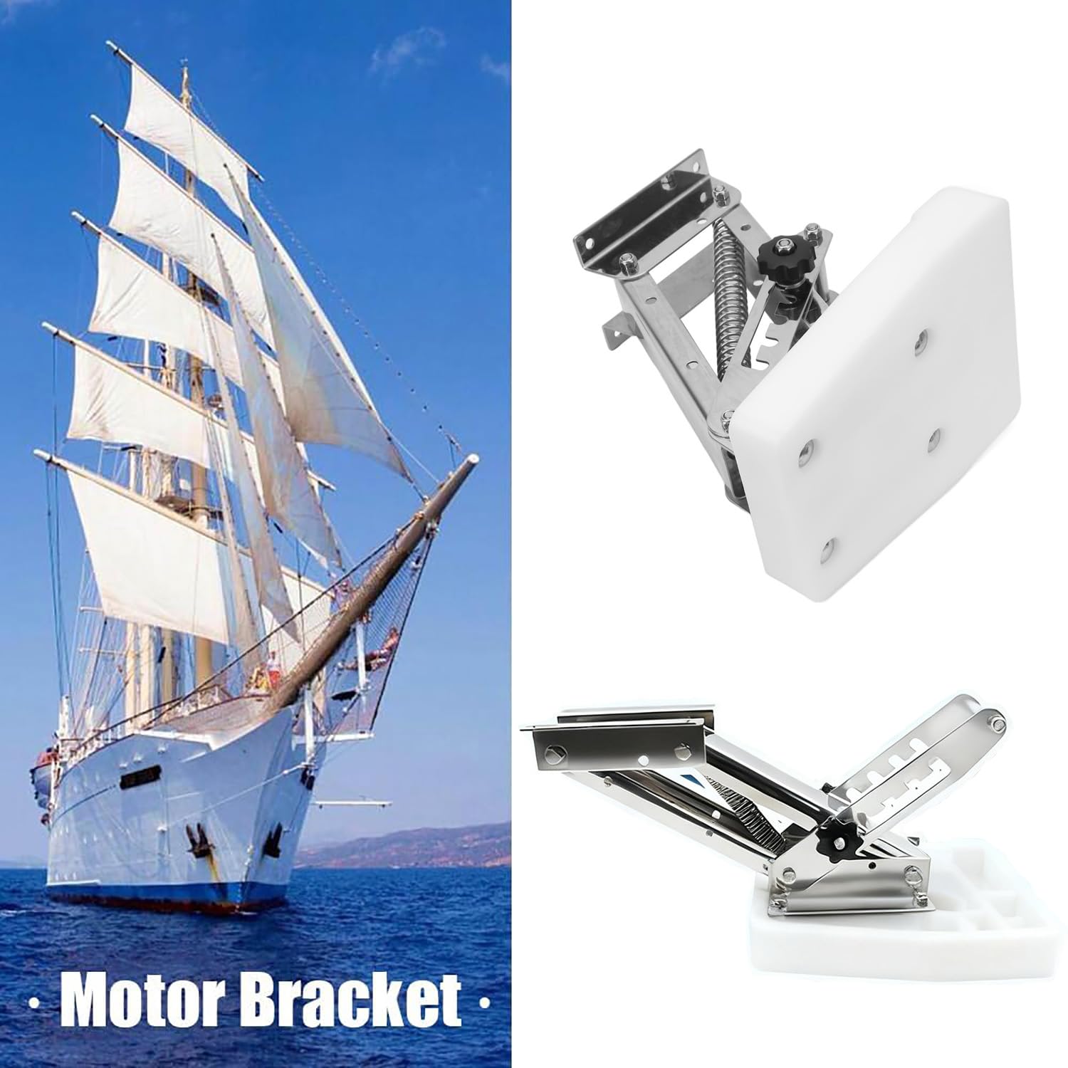 Außenbordmotor-Halterung,Verstellbar Boot-Zusatz,Edelstahl,Maximale Belastung 20hp,für Yachten Schnellboote Boote,Weiß