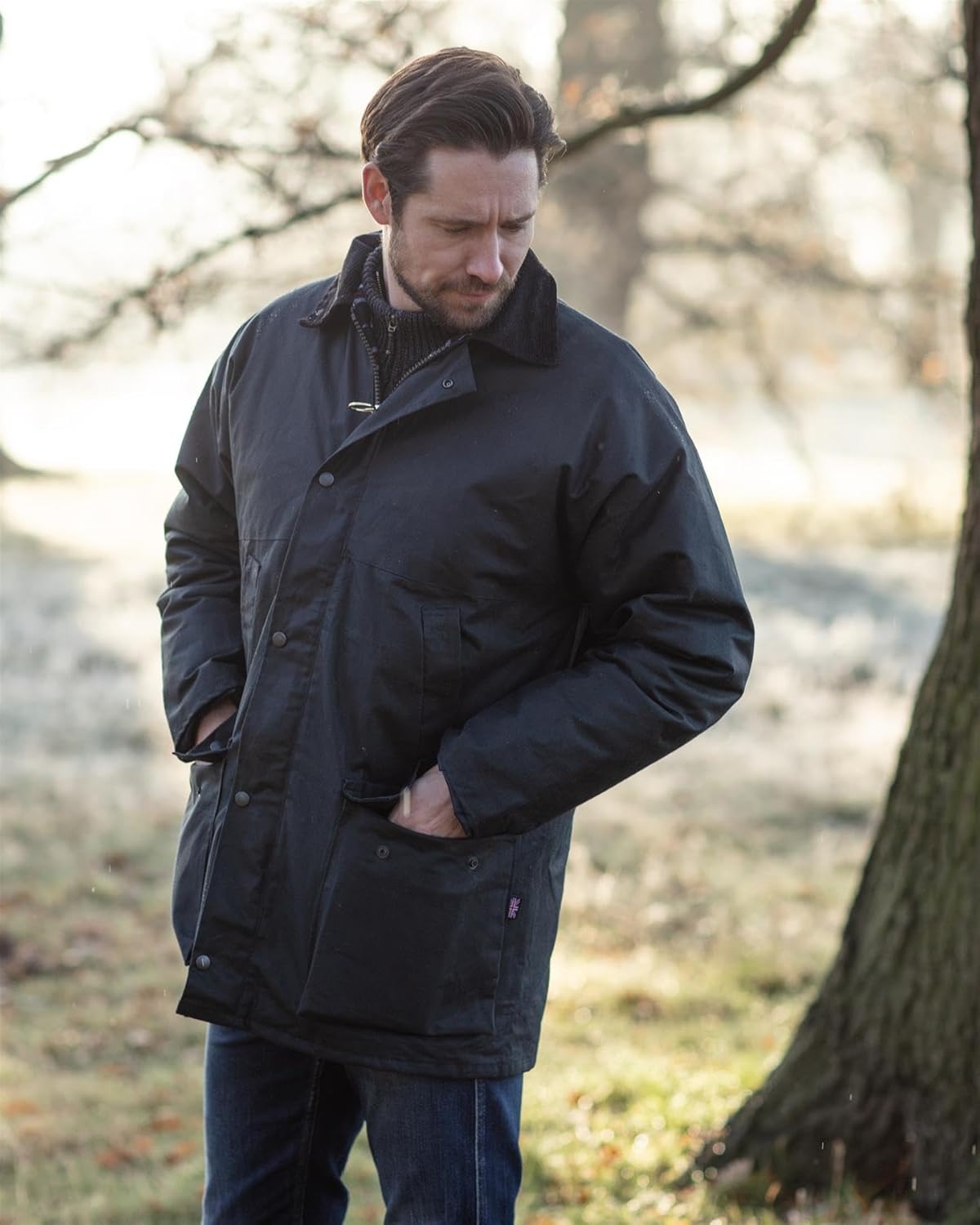 Walker and Hawkes Wax Unpadded Benson Jacket for Men - Lightweight Wind- and Waterproof Canvas Jacket, Premium Waxed Cotton - Image 2