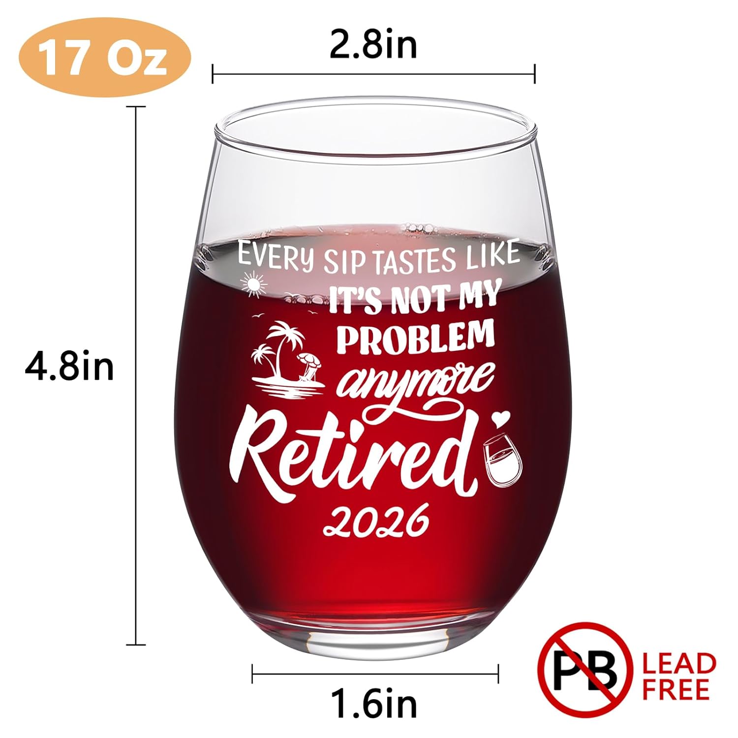 Futtumy Retirement Gift for Woman, Retirement Gifts for Women 2026, It's Not My Problem Anymore Retired 2026 Wine Glass, Retired Gifts for Women, Funny Retiree Gifts for Woman Coworker - Image 6