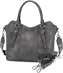 Hobo Bags for Women,VASCHY Vegan Leather Top Handle Satchel Shoulder Purse Handbag Purse with Crossbody Guitar Strap