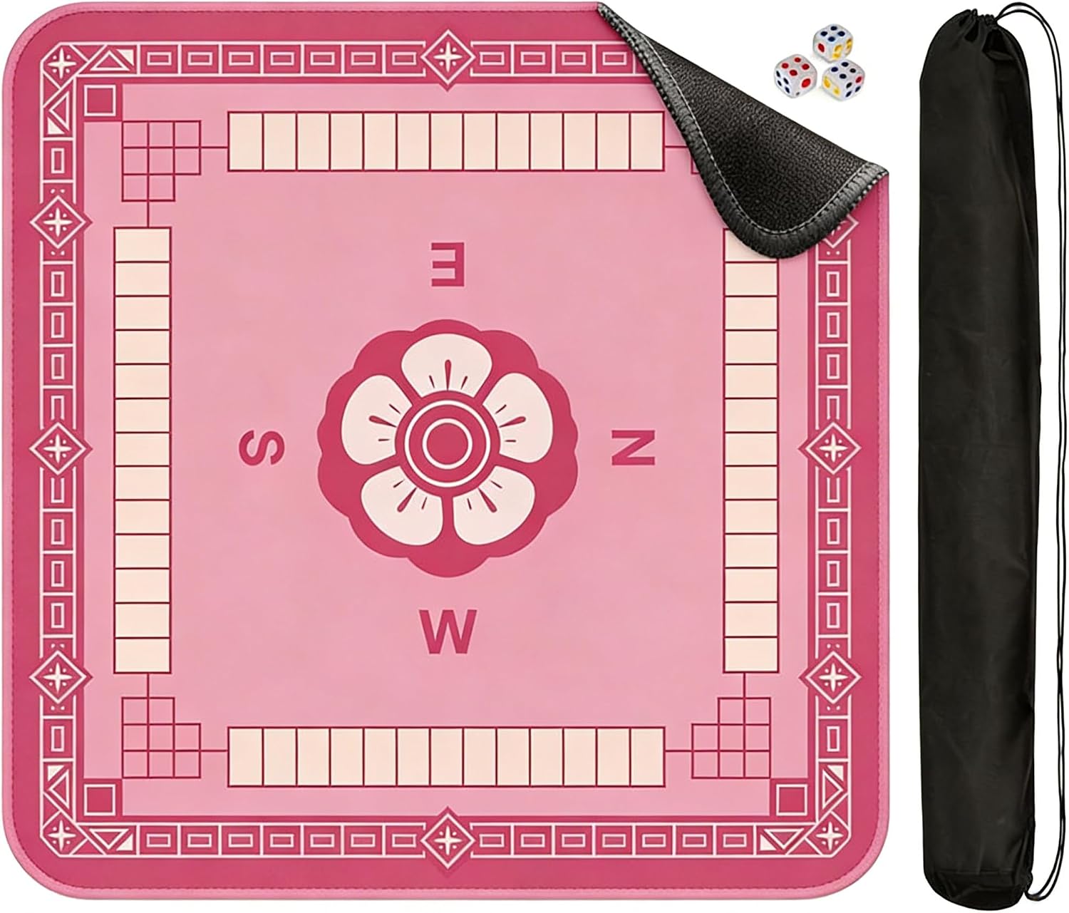 Blue Mahjong Mat for Table 31.5"×31.5", Floral Gaming Mat | Anti-Slip Table Cover, for Poker Board Card Game, Gifts