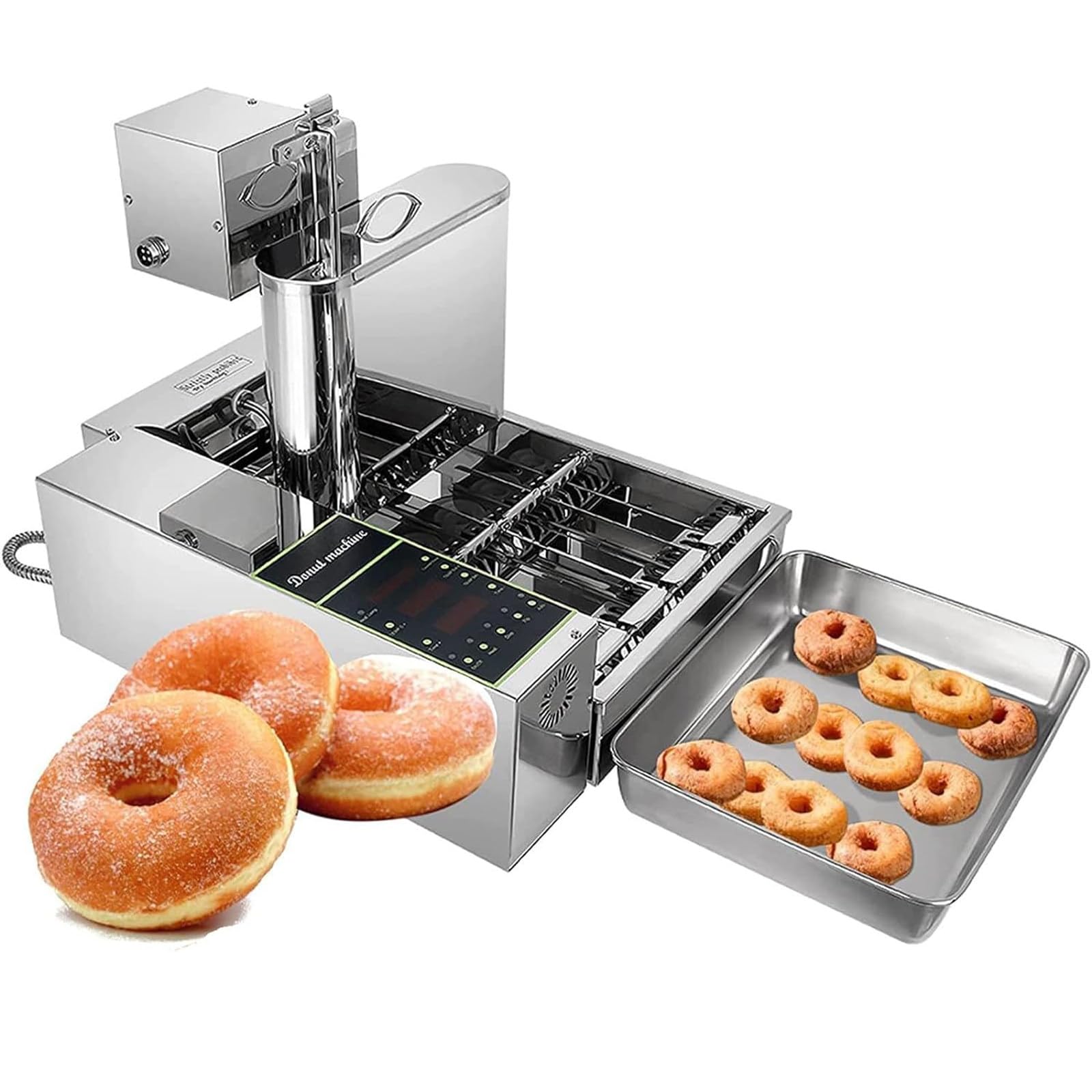Machine à Beignets Automatique Commerciale à 4 Rangées, Friteuse à Beignets 2000 W, Trémie De 5,5 L, Grande Capacité, pour Boulangerie, Chariot Alimentaire