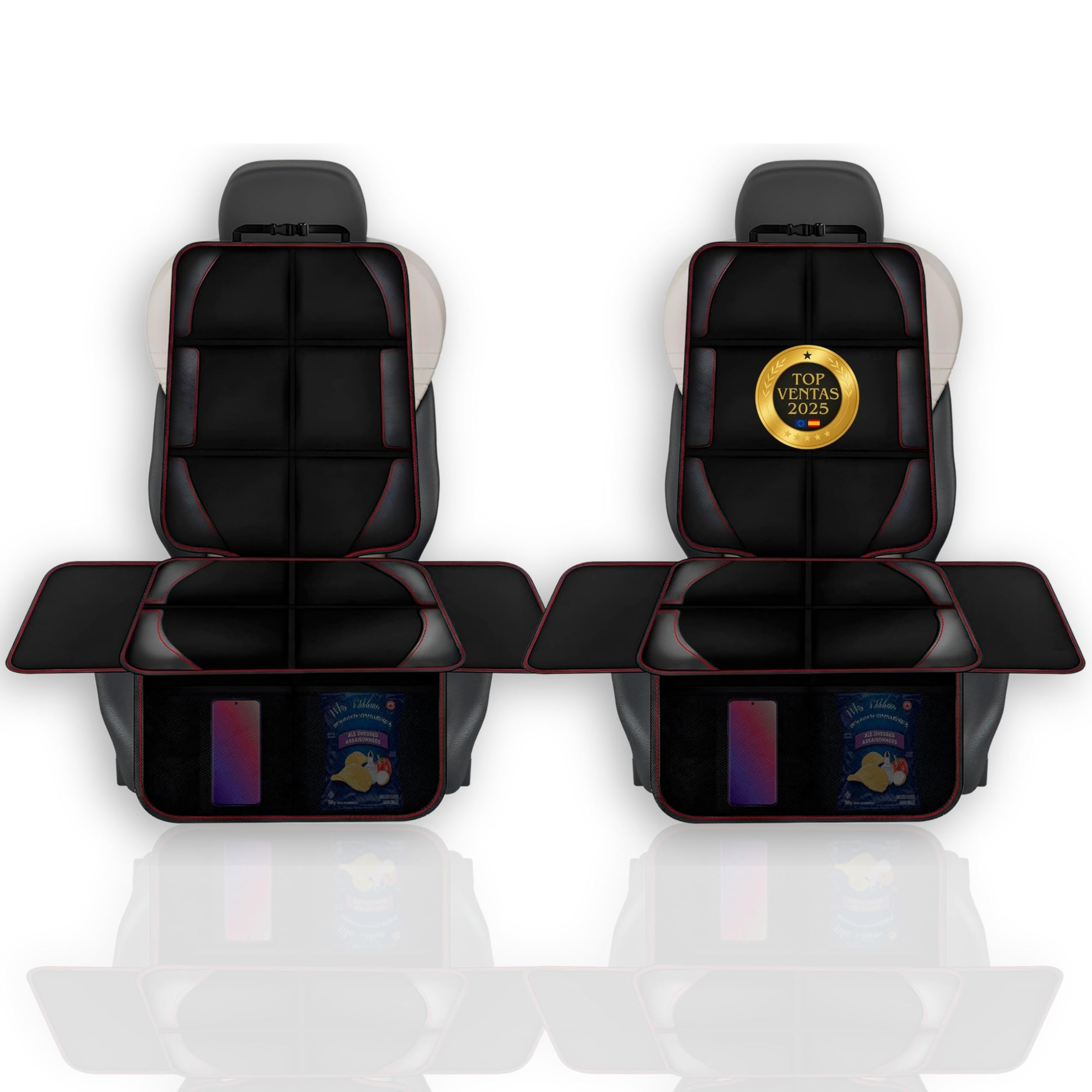 Set of 2 Car Seat Protector, Waterproof and Resistant, Universal Seat Cover Compatible with ISOFIX with Storage, Non-Slip Cover, Upholstery Protection Car, Car Seat Cover