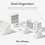 Blue Ginkgo Compact Desk Organizer – Small 5-Compartment, Half Drawer Storage – Pen Holder, Stationery Organizer for Desktop, Vanity, Shelf (Made in Korea, Blue)