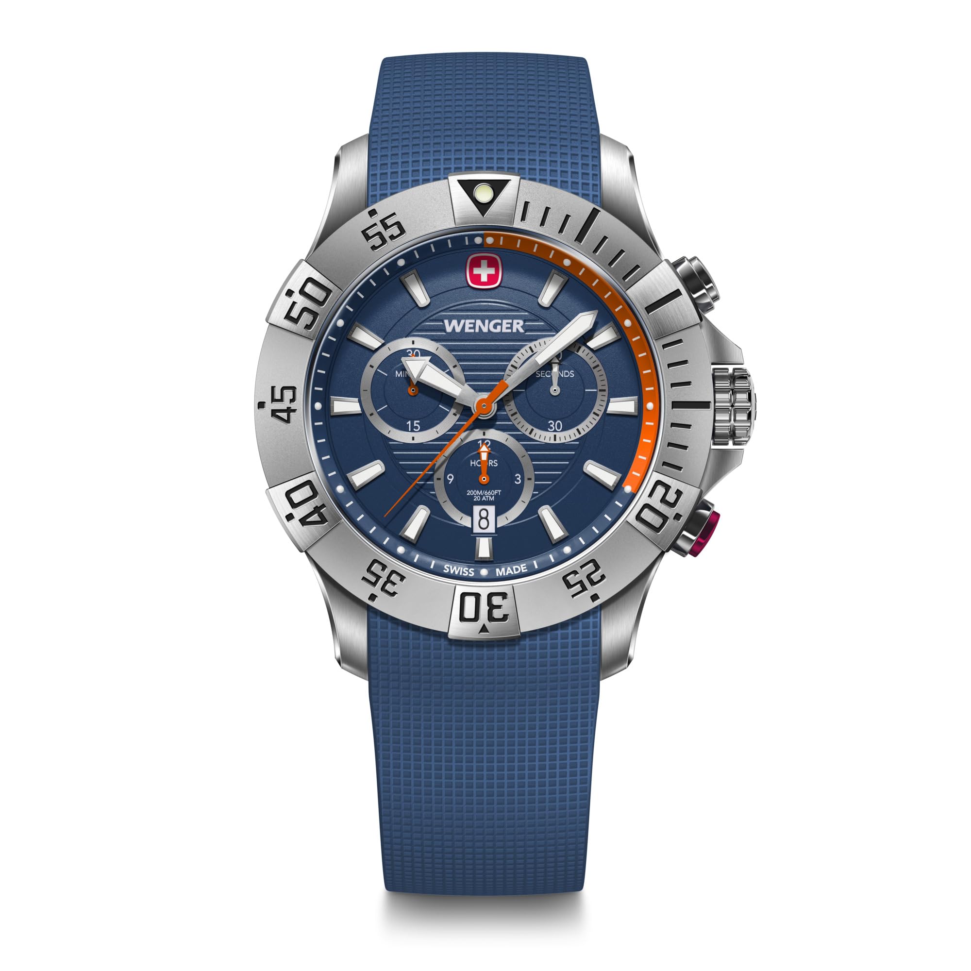 WENGER Herren Armbanduhr Seaforce Chronograph Ø 43 mm, Swiss Made, Analog Quarz, Wasserdicht bis 200 m