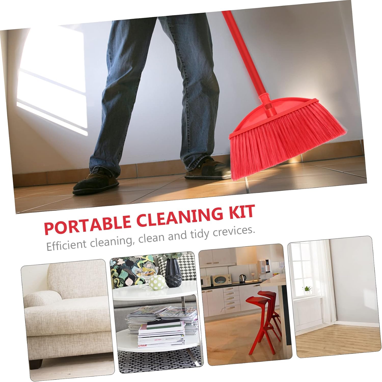 Replaceable Plastic Sweeper Head Durable Kitchen Broom Replacement for Home Office Cleaning for Indoor Outdoor Use for Easy Storage