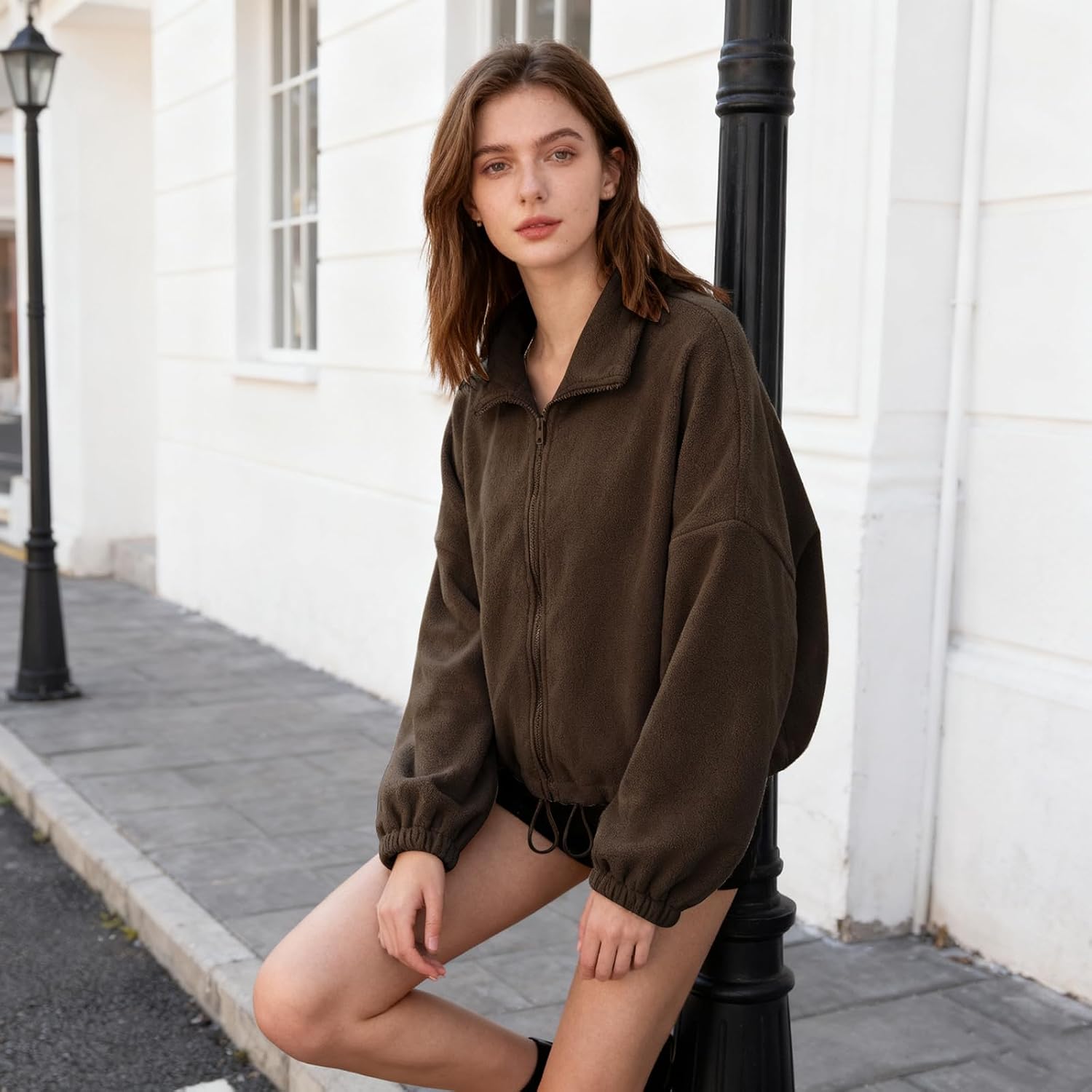 Zip Up Hoodie Long Sleeve Fashion Sweatshirt Fleece Cropped Jackets 2025 Trendy Fall Winter Clothes Outwear Fall Outfits