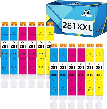 CLI-281 XXL Cyan/Magenta/Yellow-3 Color Ink Cartridges Compatible with Canon 281XXL CLI281 Value Pack Work for Pixma TS6120 TS8120 TR7520 TR8520 TS9120 TS6220 TS8220 TS9520 TS9521C