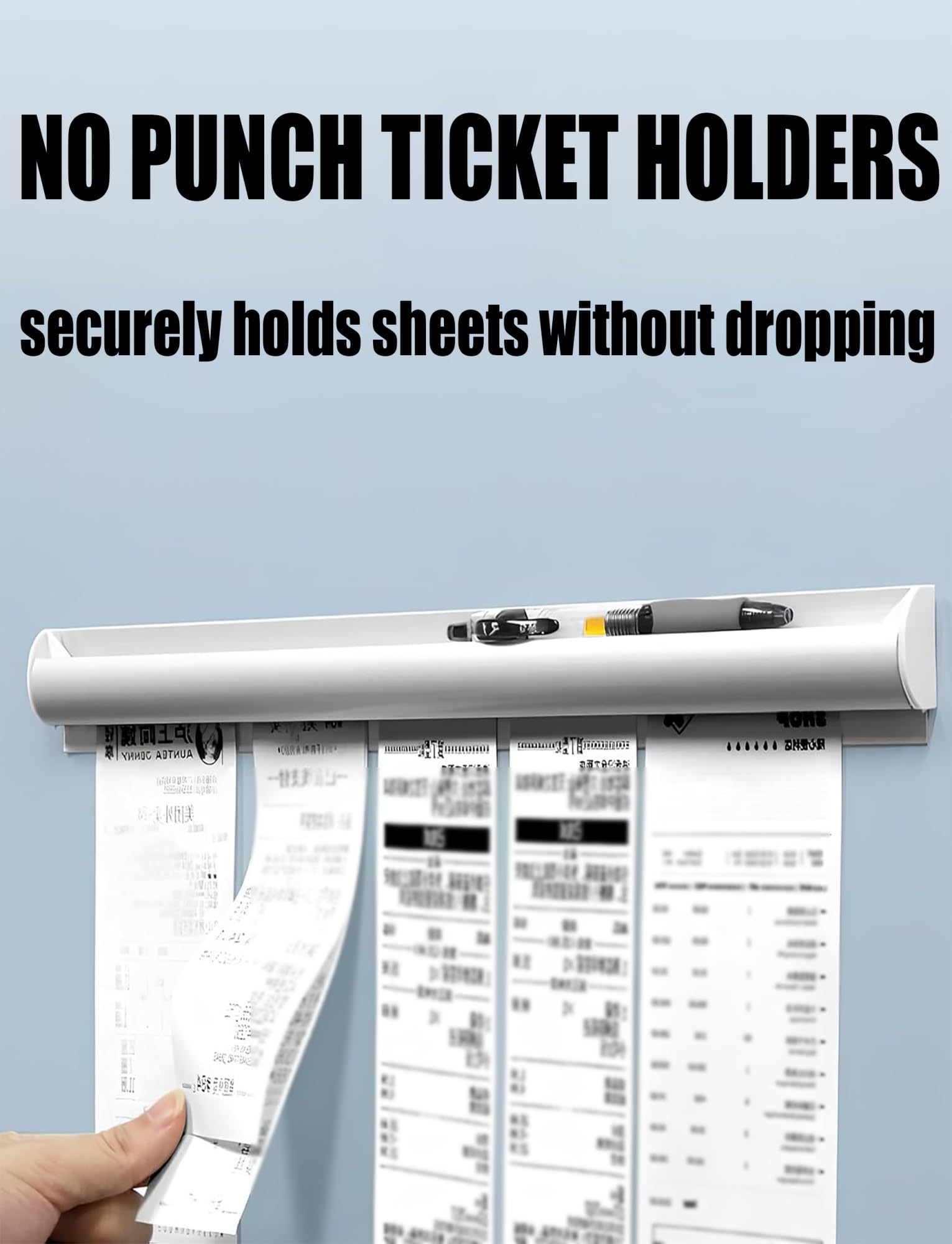 Tab-Greifer-Bestellhalter – kein Bohren Restaurant-Tickethalter für Küche, Café, Büro und Pub-Organisation – 40 cm effiziente Ticket-Management-Lösung