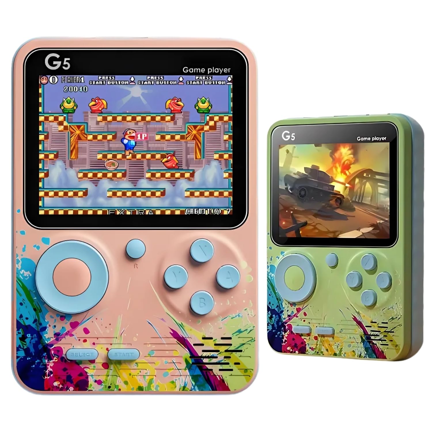 KITTER 500 in 1 Retro Video Game Player Only for 1 Player, Handheld Gaming Console Can Play On TV, G5 Video Game 500 Games Preloaded Game Console, Old School Videogame (Random Color, Pack of 1 Game)