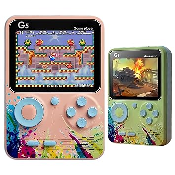 KITTER 500 in 1 Retro Video Game Player Only for 1 Player, Handheld Gaming Console Can Play On TV, G5 Video Game 500 Games Preloaded Game Console, Old School Videogame (Random Color, Pack of 1 Game) - image, photos