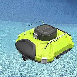 Robô limpador de piscina sem fio para fundo/paredes/linha de água, por 110 minutos com planejamento de rota, carga rápida, até 85㎡, densidade de filtro de 200Um, IPX8 à prova d'água,Green