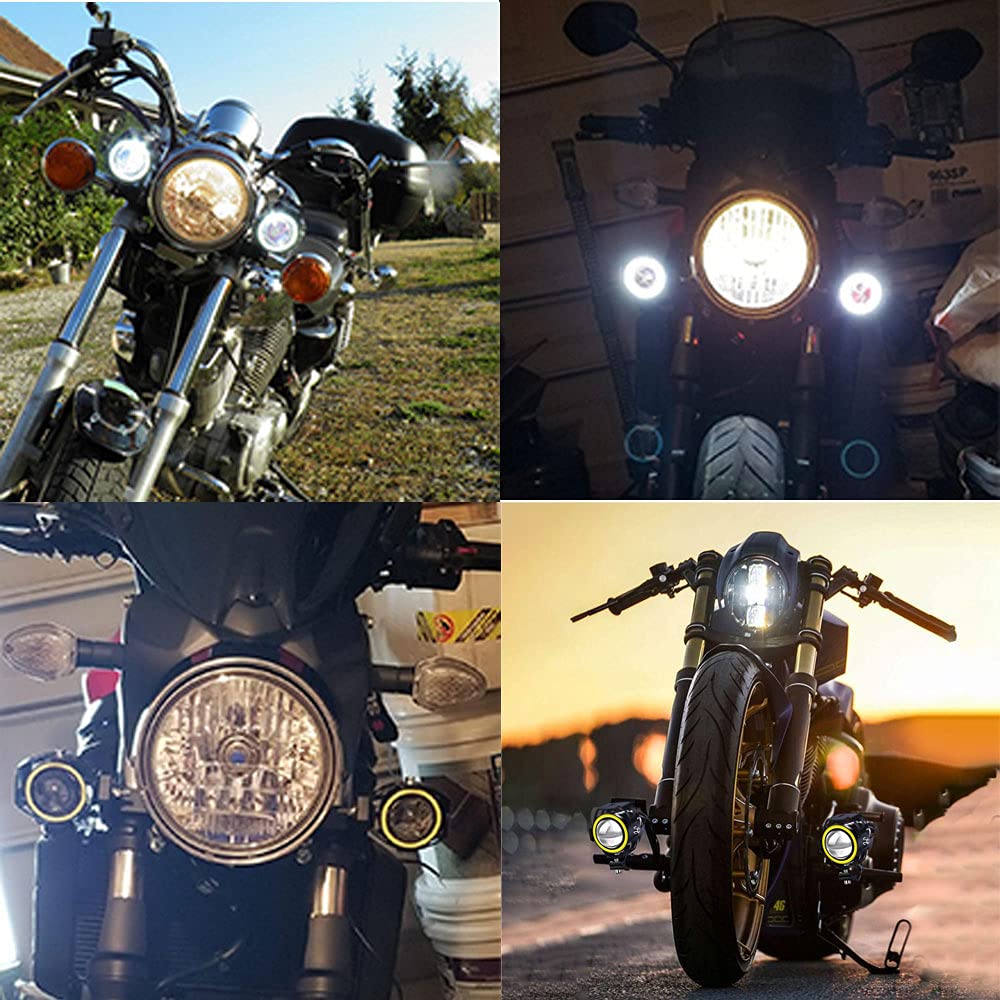 YnGia LED-Nebelscheinwerfer für Motorrad mit weißem Halo und 3-adrigem