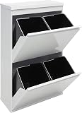 Arregui 4-Cube Steel Waste and Recycling Bin and Multi-Purpose Top Tray, White, 97.5 x 58.6 x 24.4 cm - 8