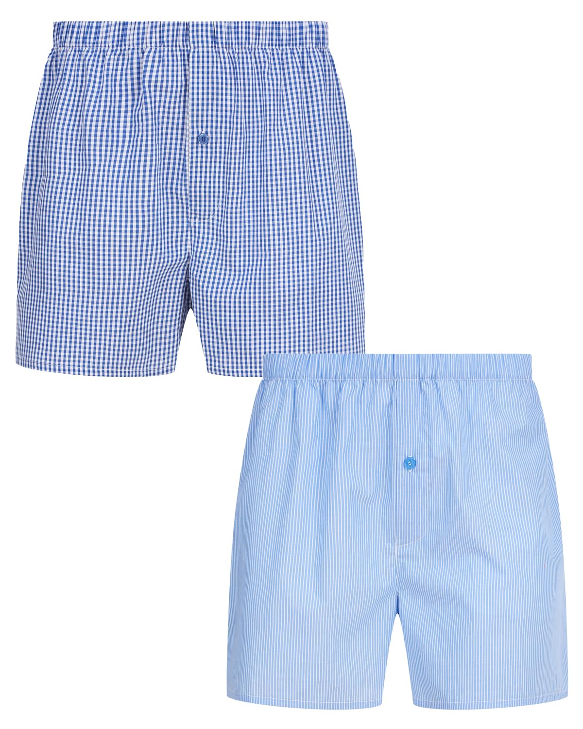 Walker Reid Men's Blue 2 Pack Check Boxers Wr655 3XL