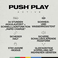 Bezdrôtové Bluetooth slúchadlá Skullcandy Push Play Active s mikrofónom, 34-hodinovou výdržou batérie, režimom Stay-Aware, kompatibilné s iPhone a Android - True Black/Orange 2