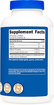 Nutricost CLA (Conjugated Linoleic Acid) 2,400mg, 120 Softgels, Gluten-Free