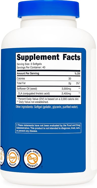 Nutricost CLA (Conjugated Linoleic Acid) 2,400mg, 120 Softgels, Gluten-Free