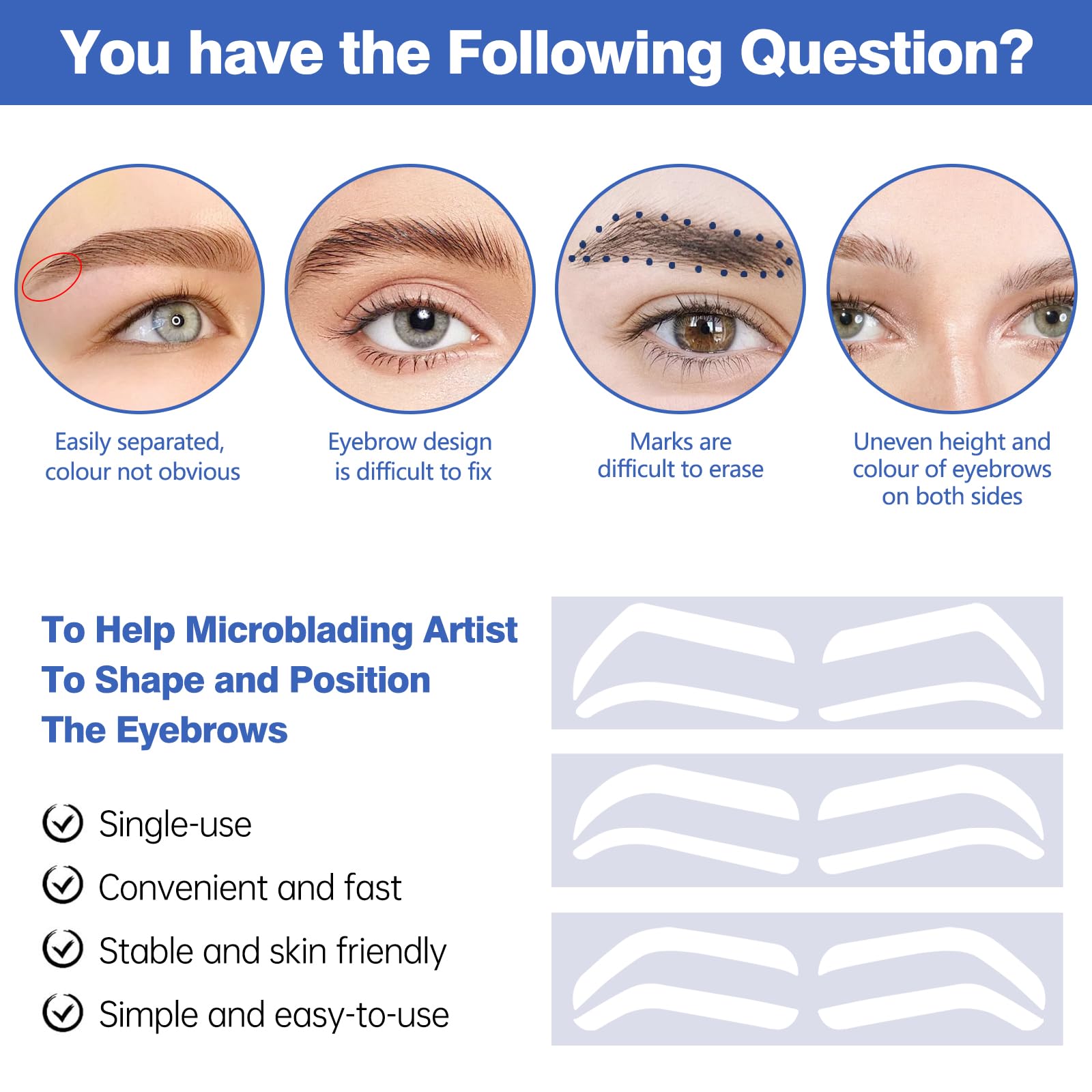 12 pares de pegatinas para dar forma a las cejas, plantillas adhesivas, cinta de forma desechable, sello de microblading para aerógrafo, guía de mapeo de cejas, plantillas semipermanentes de