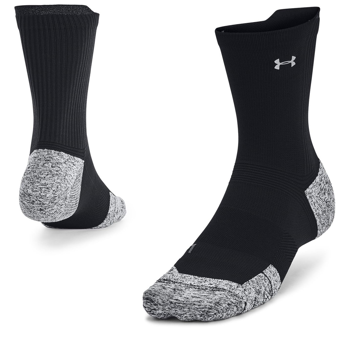 Under Armour  Adults Run Cushion Mid Crew Sock - Black/Reflect - M 4-7.5