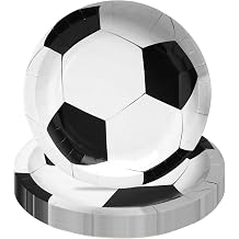 40 Pcs Soccer Paper Plates, 7 Inch Disposable Football Round Dessert Cake Food Plates, Football Ball Dinner Plate Tableware for Soccer Game Days Sports Event Birthday Baby Shower Party Supplies