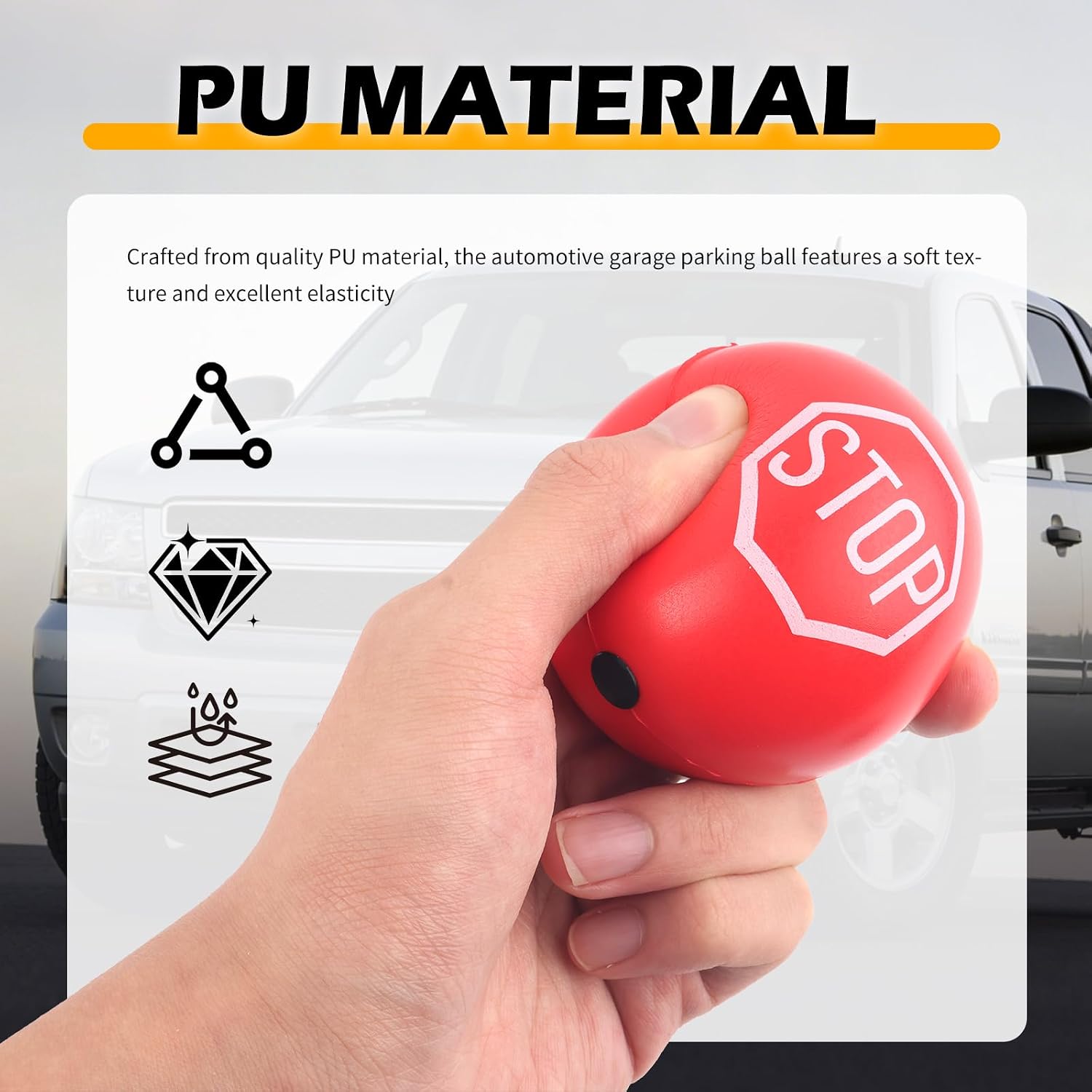 2PCS Garage Parking Aid with 13ft Rope,Hanging Garage Tennis Ball Parking Aid with Stop Sign,Adjustable Garages Stopper for Parkings Car,Anti-Collision Garages Parkings Assist for Car