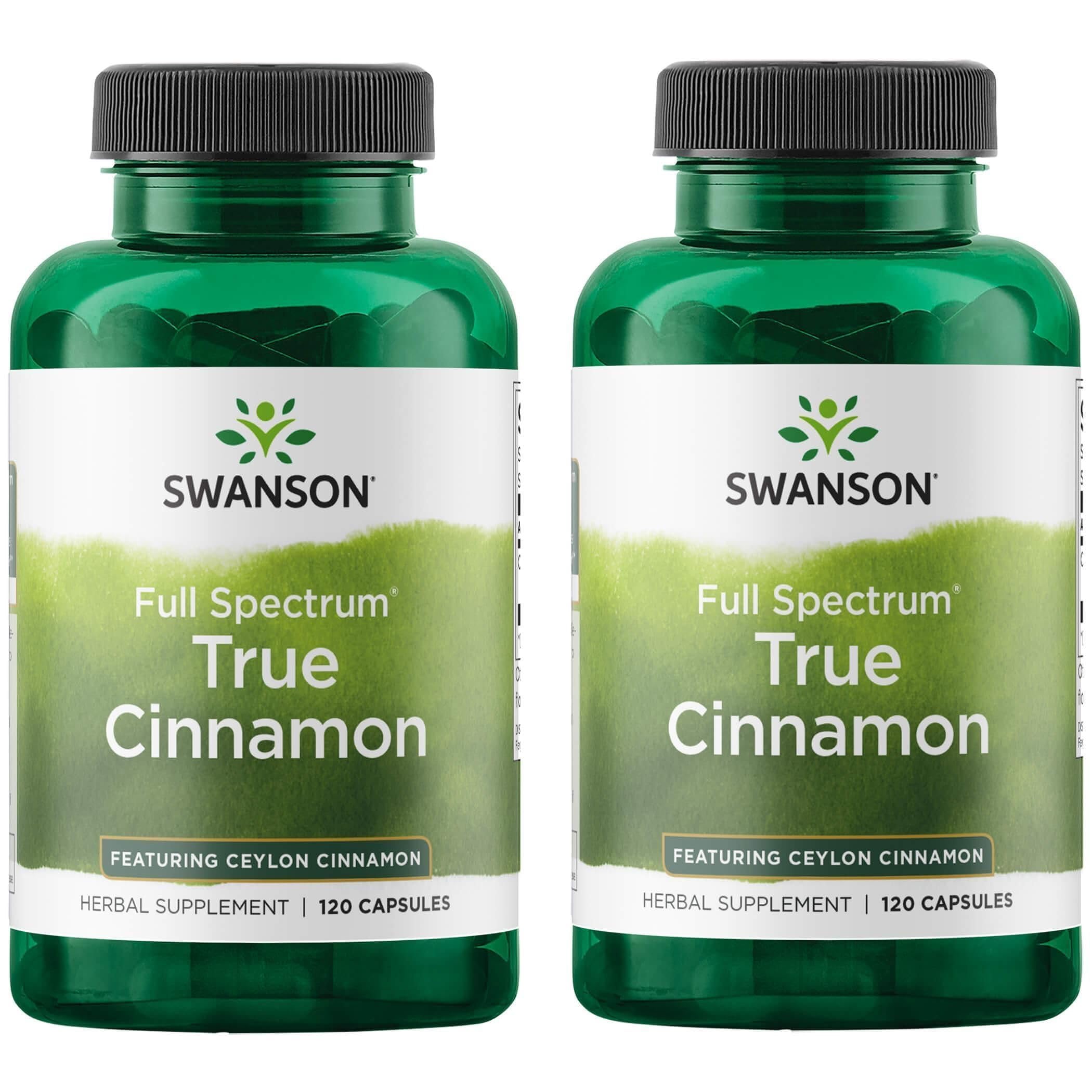 Swanson Full Spectrum True Cinnamon, 300 mg, 120 Capsules, 2 Pack 120 Count (Pack of 2)