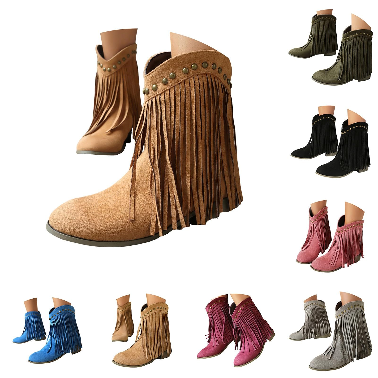 Stivaletti Donna Estivi Suola Antiscivolo Comodi con Tacco Stivali Leggero Antivento Chic Stivaletto Robusti Vintage Eleganti Stivali da Pioggia Stivaletti per Esterno Giardino e Trekking
