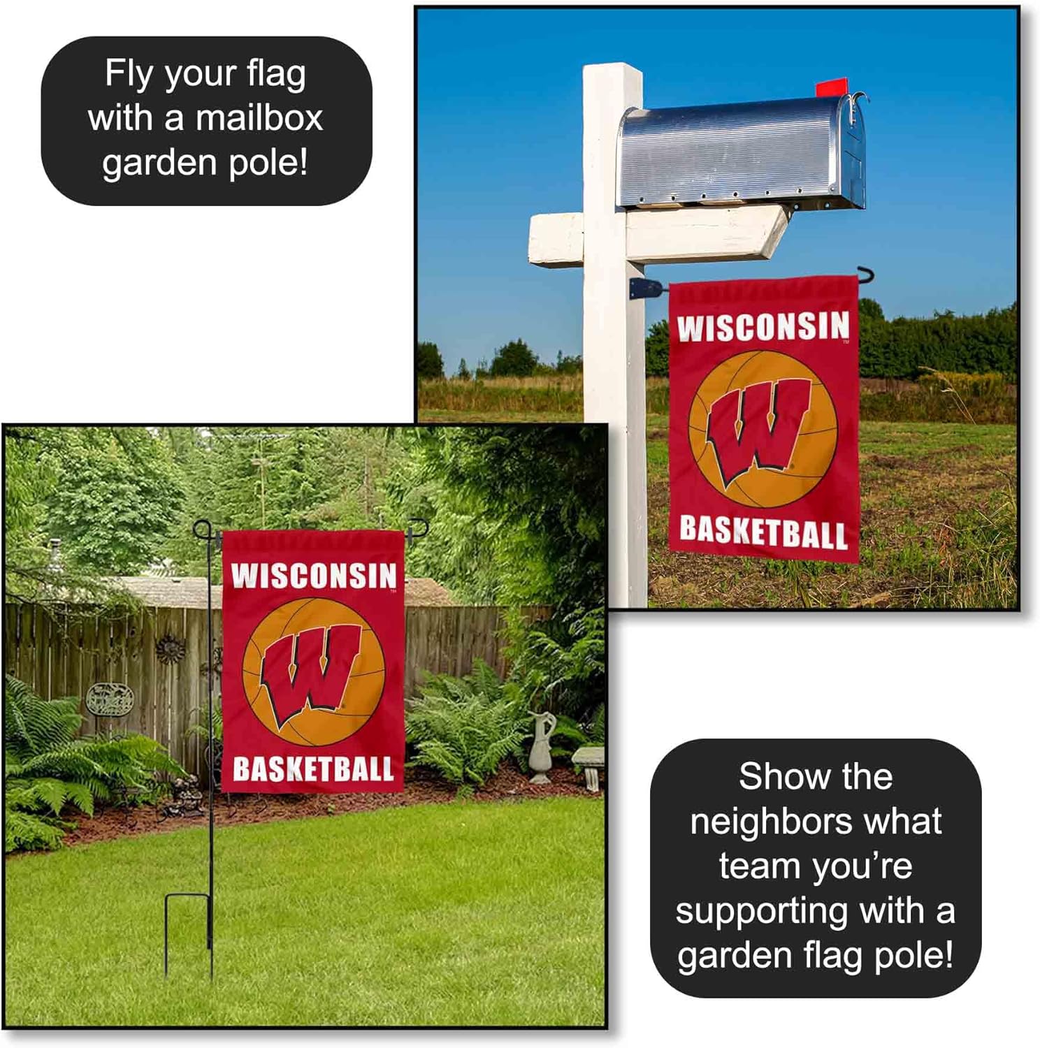 Wisconsin Badgers Basketball Garden Yard Banner Flag - Image 4