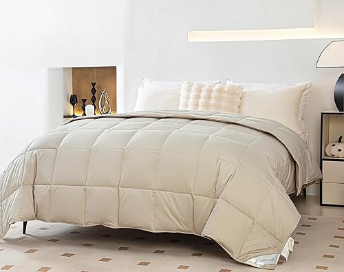 Miniatura 3 de Eastwarmth Edredón ligero de 90 % plumón de ganso para verano, clima cálido, funda 100 % algodón, lavable color gris de gran tamaño, Cal King