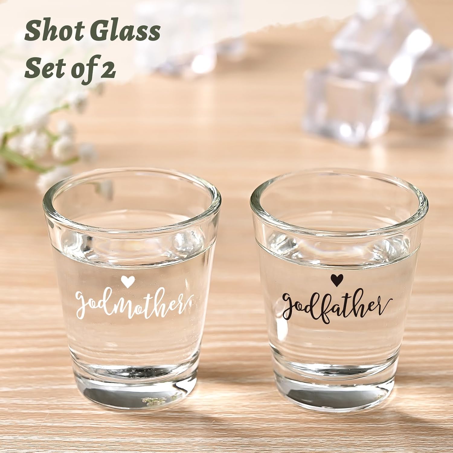 Futtumy Godparents Proposal Gift, 2 OZ Godfather Godmother Shot Glasses Set of 2, Godmother Proposal Gifts, Mother's Day Father's Day Birthday Christmas Baptism Gifts for Godparents from Godchild