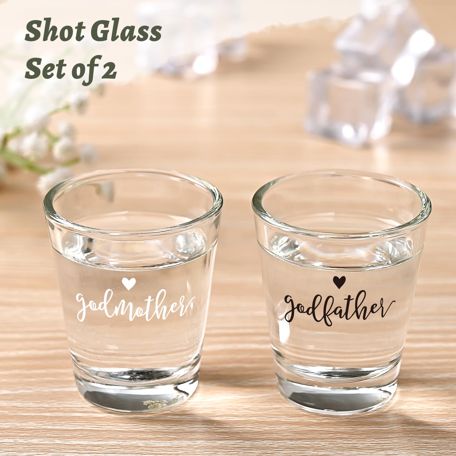 Futtumy Godparents Proposal Gift, 2 OZ Godfather Godmother Shot Glasses Set of 2, Godmother Proposal Gifts, Mother's Day Father's Day Birthday Christmas Baptism Gifts for Godparents from Godchild