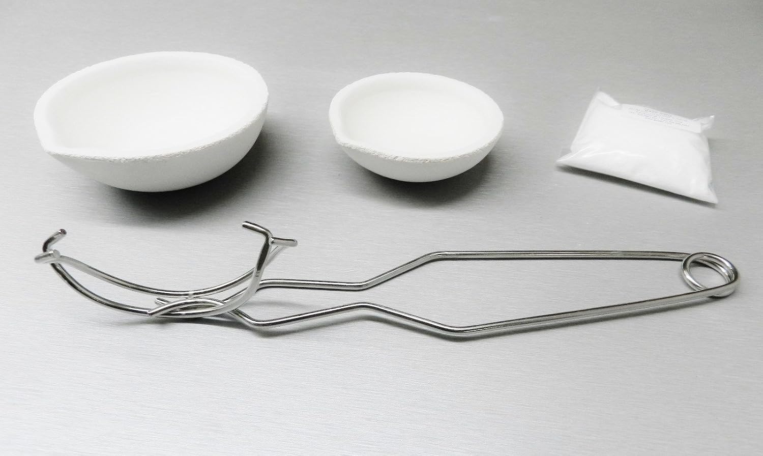 Melting Crucible Dish Set KIT 2 CRUCIBLES Whip Handle & Borax - MELT Gold Silver by JTS